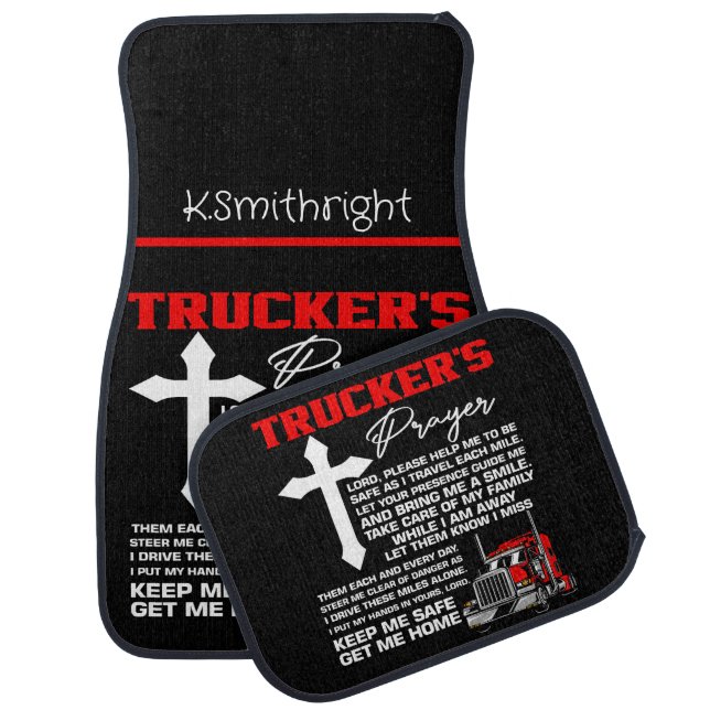 Trucker's Prayer: Cross, Safe Home Car Floor Mat (Set)