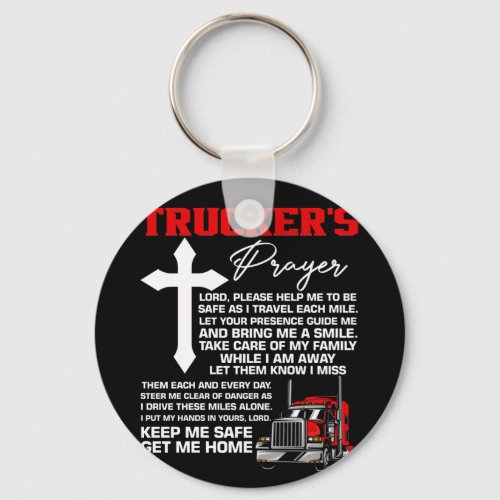 Truckers Prayer Keep Me Safe Truck Driver Keychain