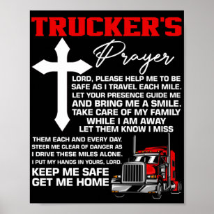  Truck Driver Wall Poster Truckers Prayer Keep Me Safe