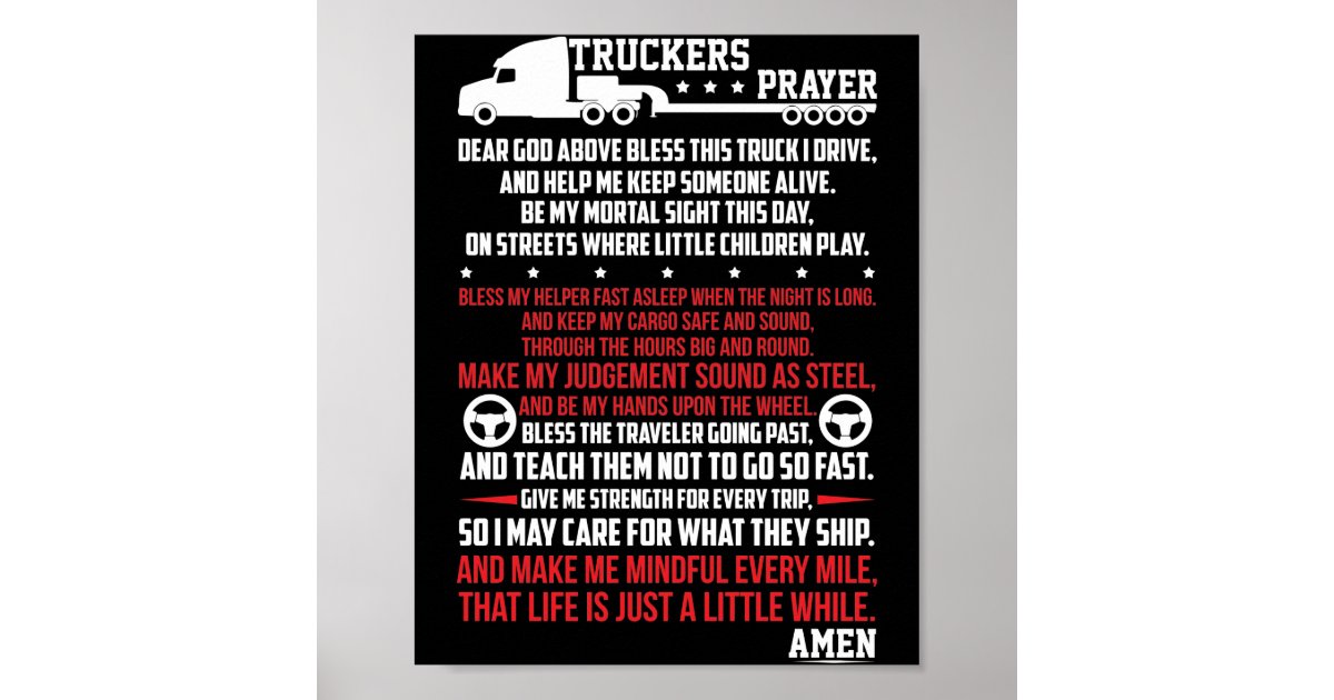 Truck Driver Gifts, A Trucker's Prayer, Trucker Gift, 18 Wheeler