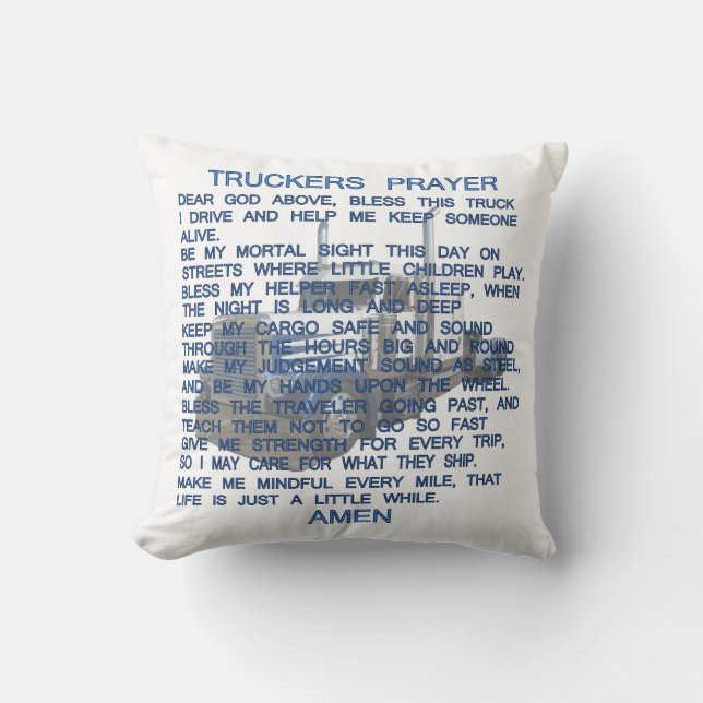 Truckers Prayer Throw Pillow (Front)