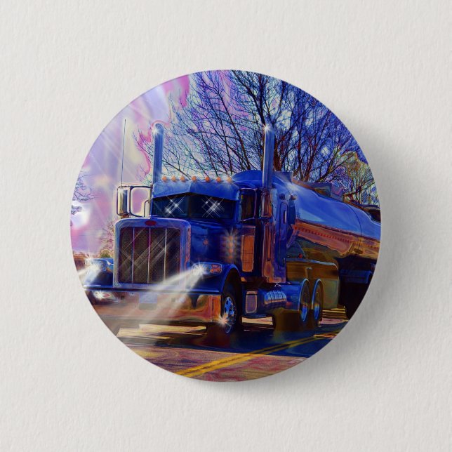 Truckers Tanker Lorry Heavy Transport Gift Button (Front)