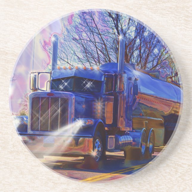 Truckers Tanker Lorry Heavy Transport Gift Coaster (Front)