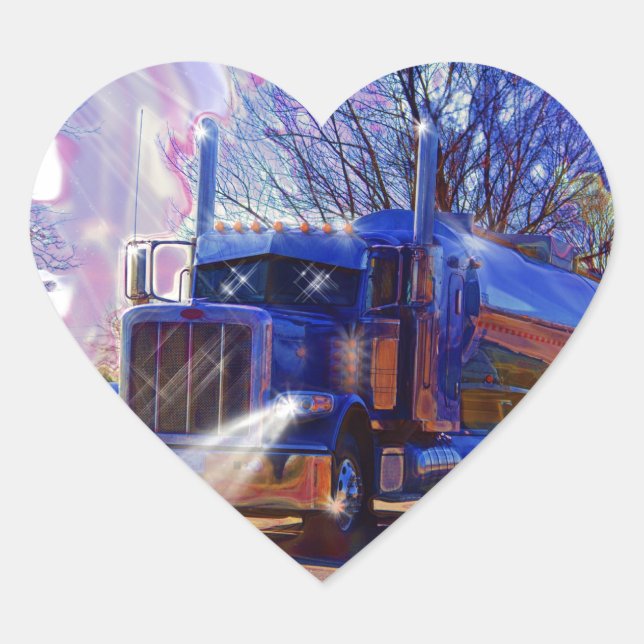 Truckers Tanker Lorry Heavy Transport Gift Heart Sticker (Front)