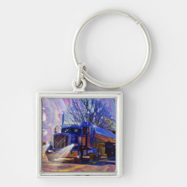 Truckers Tanker Lorry Heavy Transport Gift Keychain (Front)
