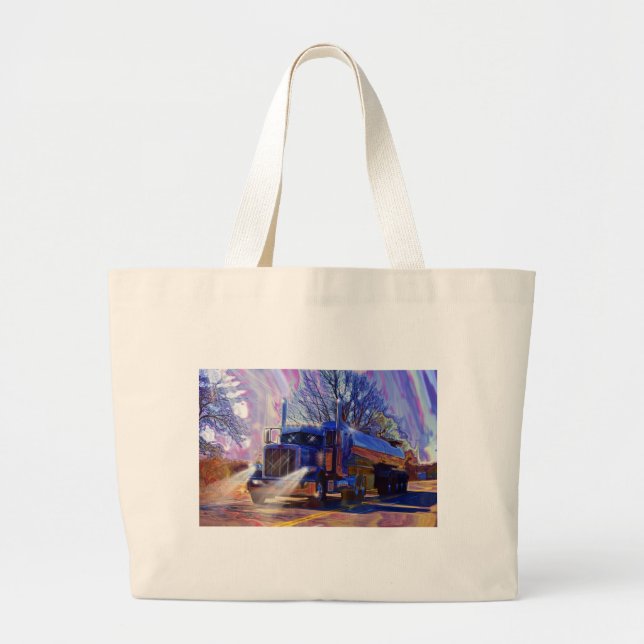 Truckers Tanker Lorry Heavy Transport Gift Large Tote Bag (Front)