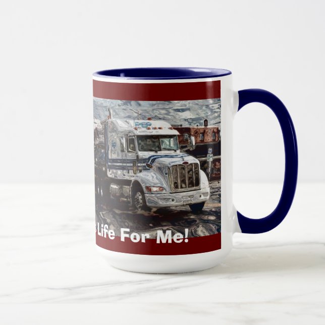TRUCKERS WHITE CARGO TRUCK BIG RIG COFFEE MUGS (Right)