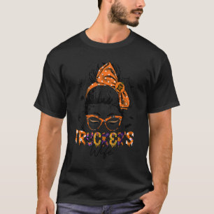 Trucker's Wife Life Women Halloween Messy Bun Truc T-Shirt