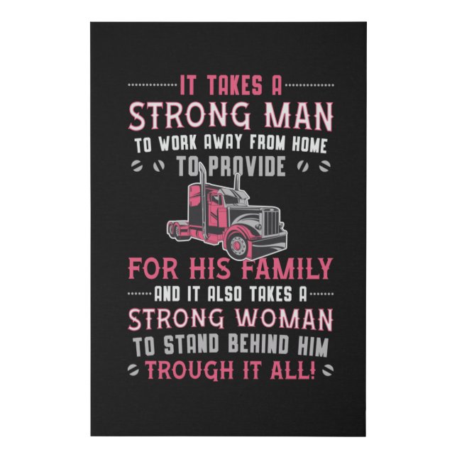 Truckers Wife Work Away From Home Truck Driver Faux Canvas Print (Front)
