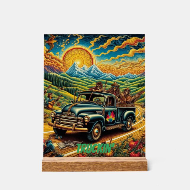 Truckin' - Sun-Kissed Road Trip Acrylic Sign (Front)
