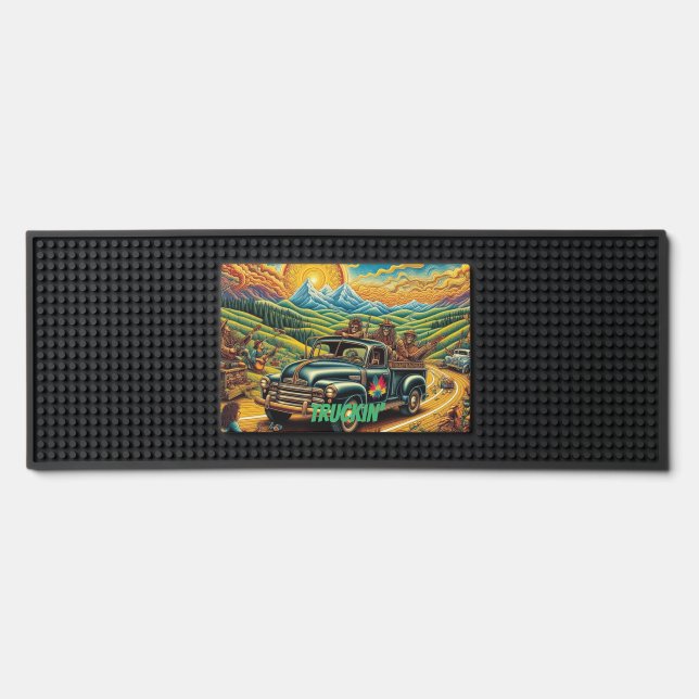 Truckin' - Sun-Kissed Road Trip Bar Mat (Front)