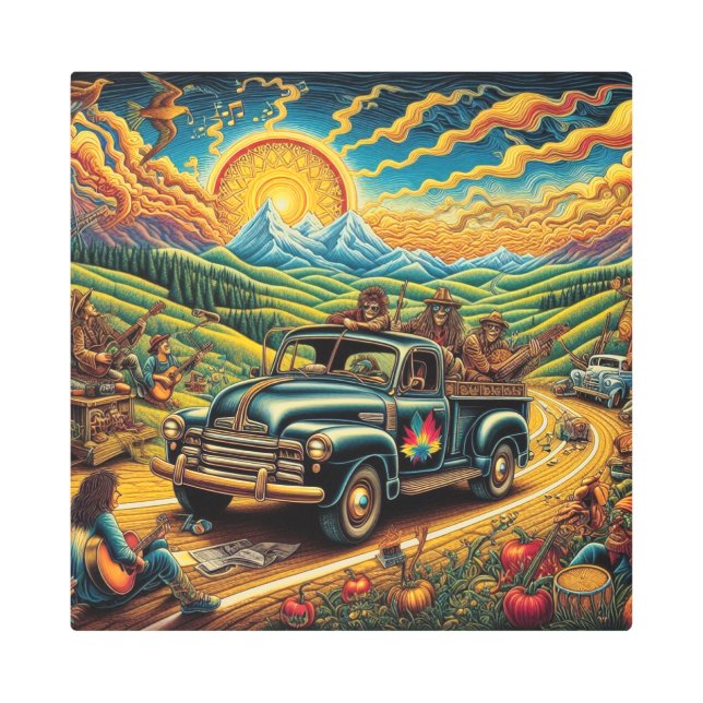 Truckin' - Sun-Kissed Road Trip Metal Print (Front)