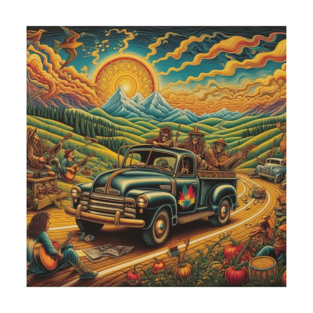 Truckin' - Sun-Kissed Road Trip Wood Wall Art (Front)