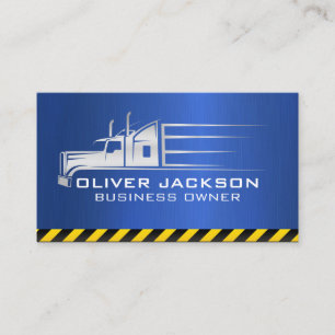 Trucking   Blue Metallic Background Business Card