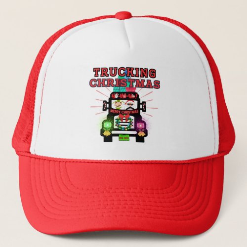 Trucking Christmas with Santa Claus at the Wheel Trucker Hat