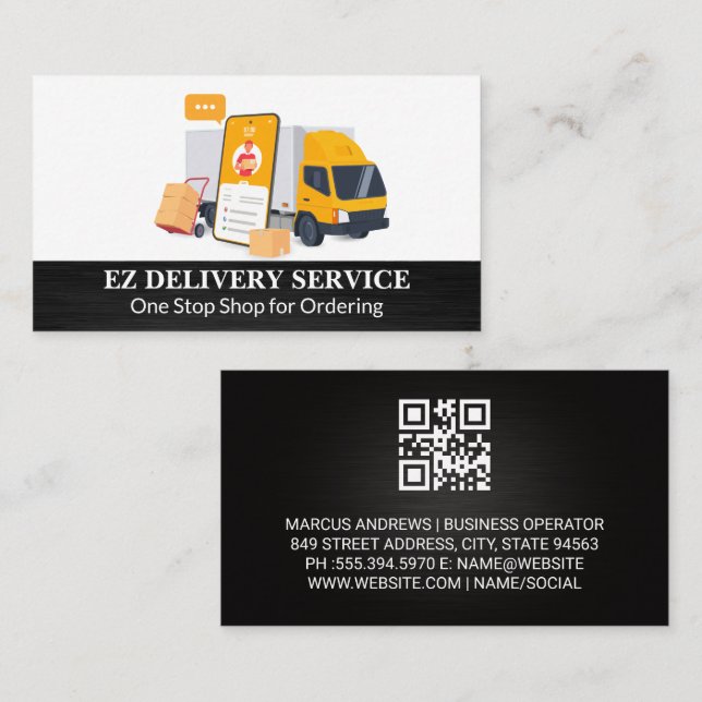 Trucking Delivery Services | Online Tech App Business Card (Front/Back)