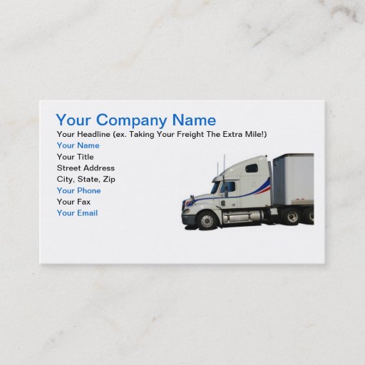 Customizable Trucking Industry Business Card