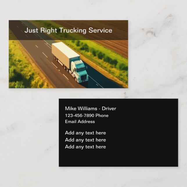 Trucking Service Professional Driver Business Card (Front/Back)