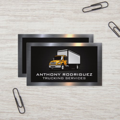 Trucking Services  Metallic Border Business Card