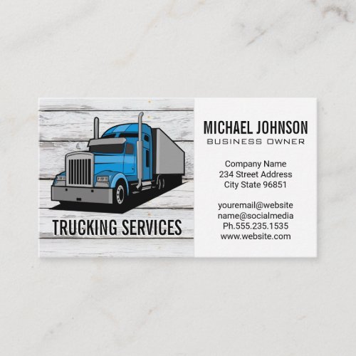 Trucking Services  Semi Truck  Construction Business Card