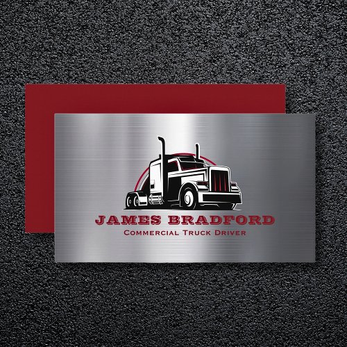 Trucking Transport Metal Trucker Company Business Card