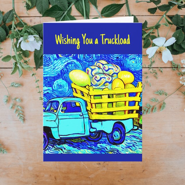 Truckload of Easter Wishes - Van Gogh Style eggs Card (Creator Uploaded)