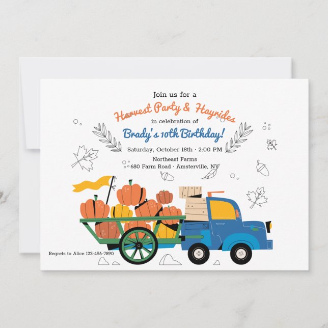 Truckload of Pumpkins Harvest Invitation (Front)