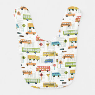 Trucks and Buses Baby Bib