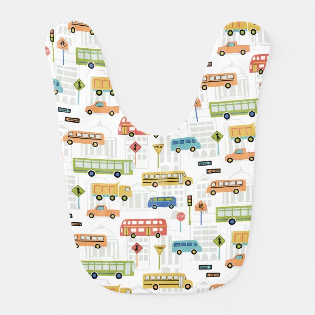 Trucks and Buses Baby Bib (Front)