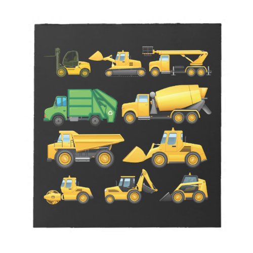 Trucks And Diggers Toddlers Construction Notepad