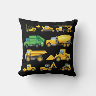 Trucks And Diggers Toddlers Construction Throw Pillow