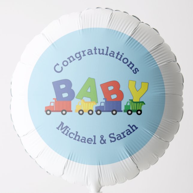 Trucks Baby Shower Balloon (Front)