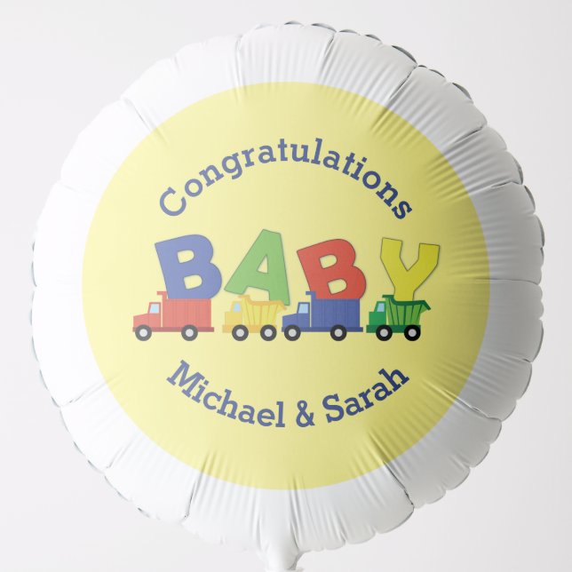 Trucks Baby Shower Balloon (Front)