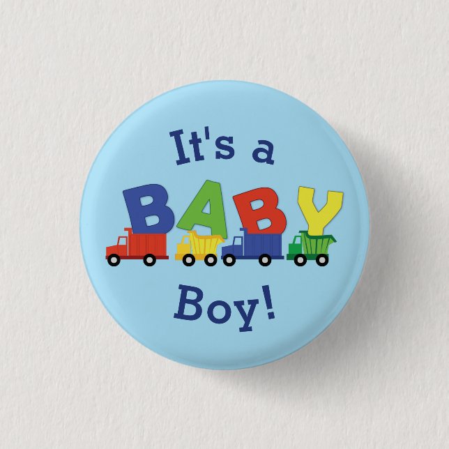 Trucks Baby Shower Button (Front)