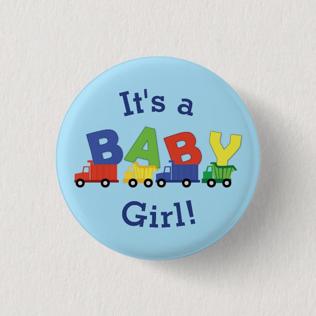 Trucks Baby Shower Button (Front)