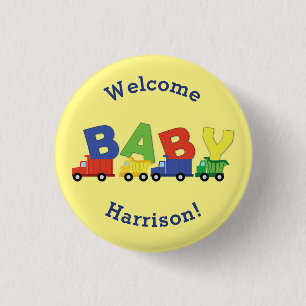 Trucks Baby Shower Button