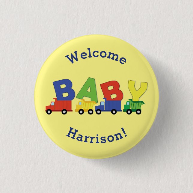 Trucks Baby Shower Button (Front)