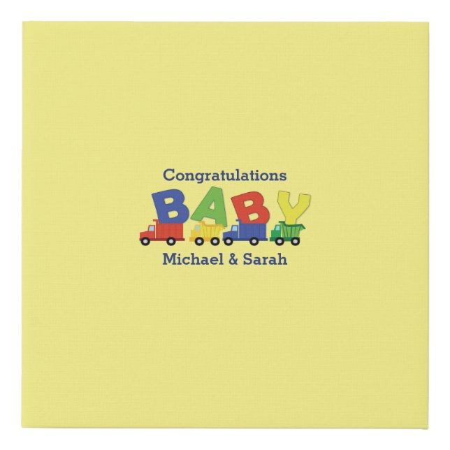 Trucks Baby Shower Faux Canvas Print (Front)