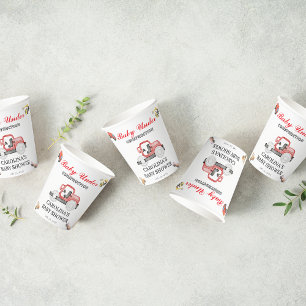 Trucks baby under construction baby shower paper cups