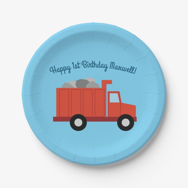 Trucks Birthday Party Paper Plates (Front)