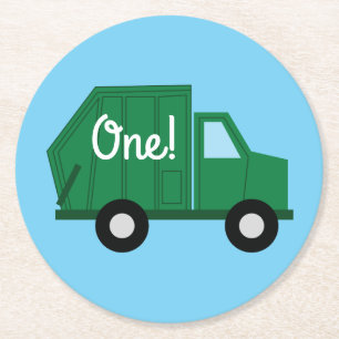 Trucks Birthday Party Round Paper Coaster