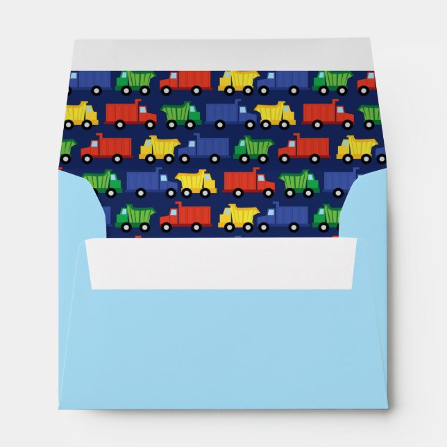 Trucks Boy Baby Shower Construction Cute Envelope (Back (Bottom))