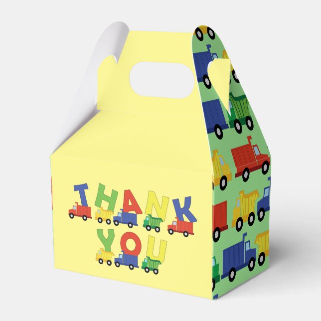Trucks Boy Baby Shower Construction Cute Favor Boxes (Front Side)