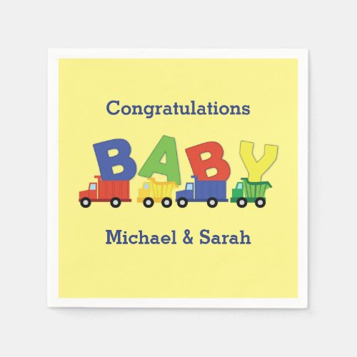 Trucks Boy Baby Shower Construction Cute Napkins