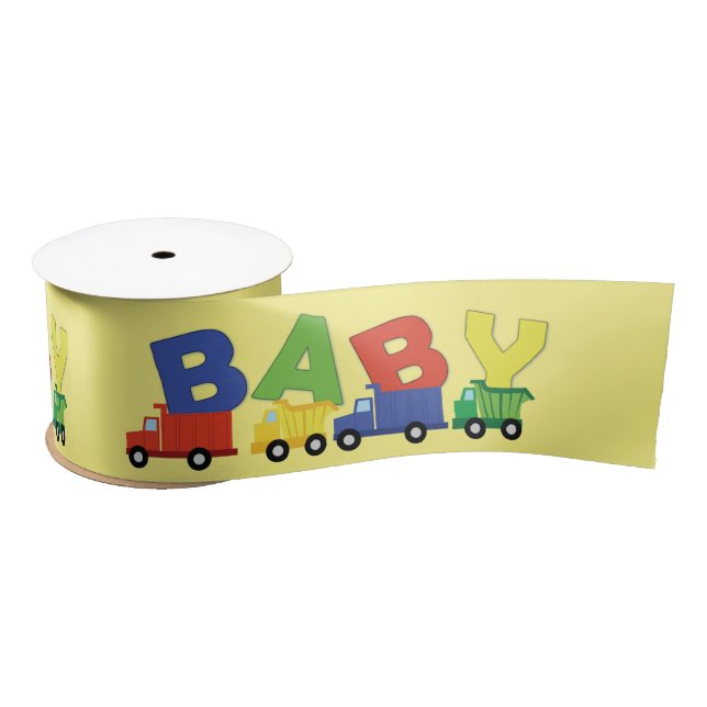 Trucks Boy Baby Shower Construction Cute Satin Ribbon (Spool)