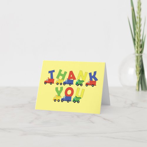 Trucks Boy Baby Shower Construction Cute Thank You Card