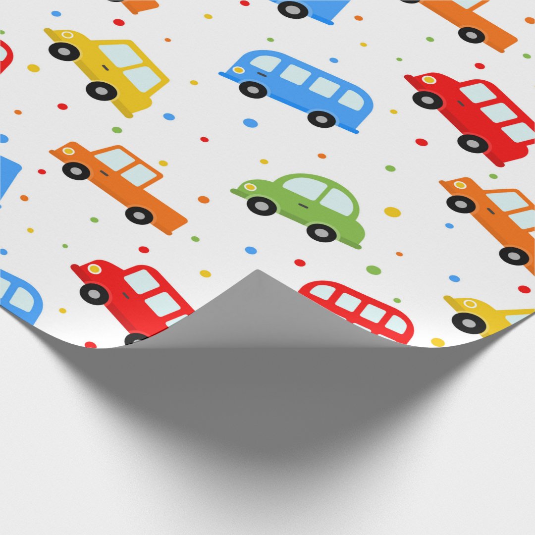 Trucks Cars Buses Vehicles Boy Birthday Wrapping Paper | Zazzle