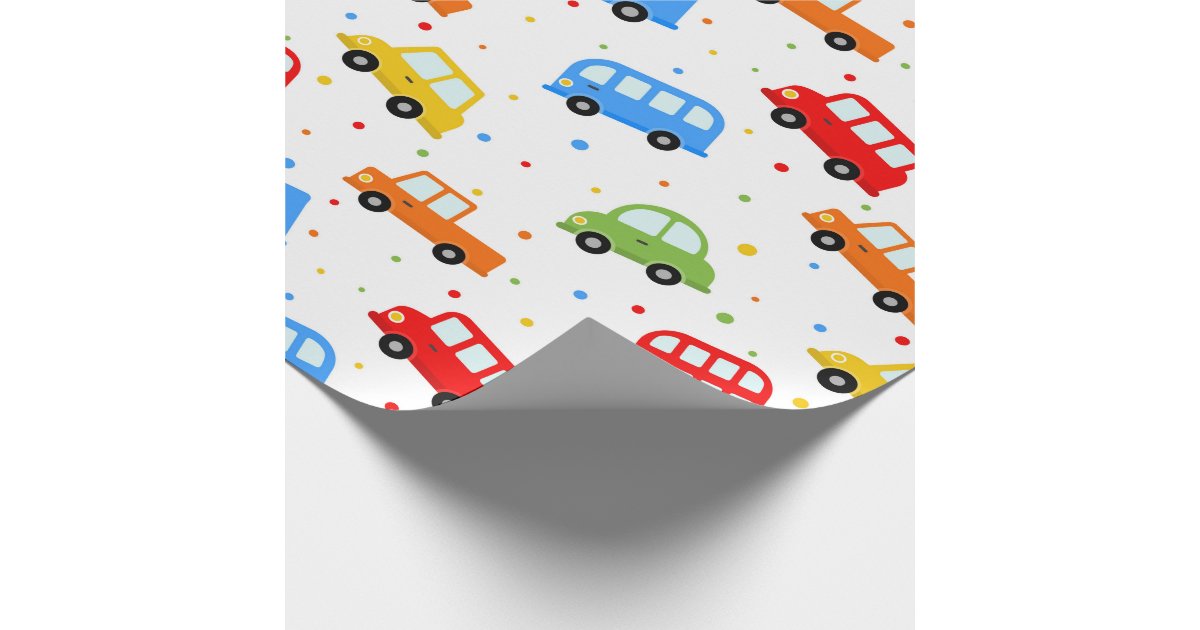 Trucks Cars Buses Vehicles Boy Birthday Wrapping Paper | Zazzle