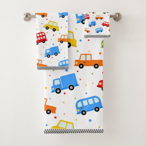 Trucks Cars Buses Vehicles Fun Boys Bath Towel Set