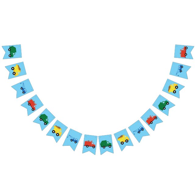 Trucks Cars Cute 1st Birthday Party Theme Bunting Flags (All)